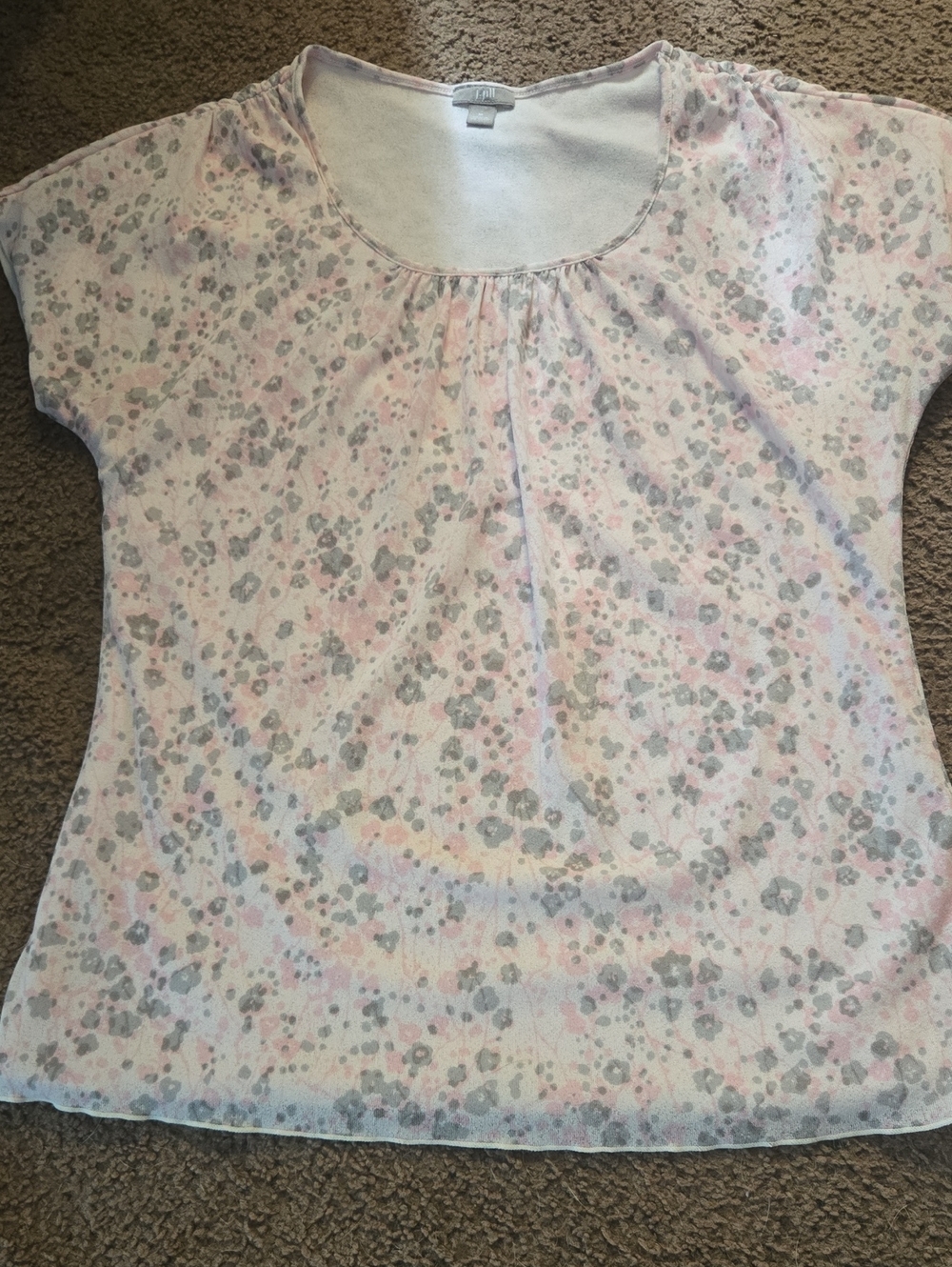 J Jill Grandmacore' Pastel Floral Short-Sleeve Top - Pink & Gray